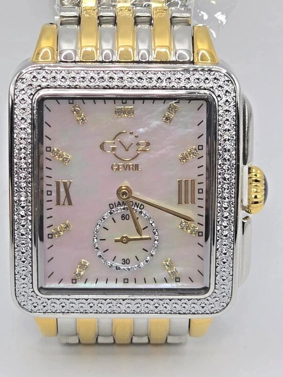 GV2 by Gevril Bari Tortoise Swiss Quartz Diamond Two Tone Bracelet Watch Limited main image 4